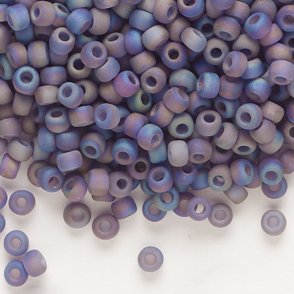3/$15 Dyna-Mites Glass Seed Bead #6 Round 5942SB Frosted Rainbow Purple